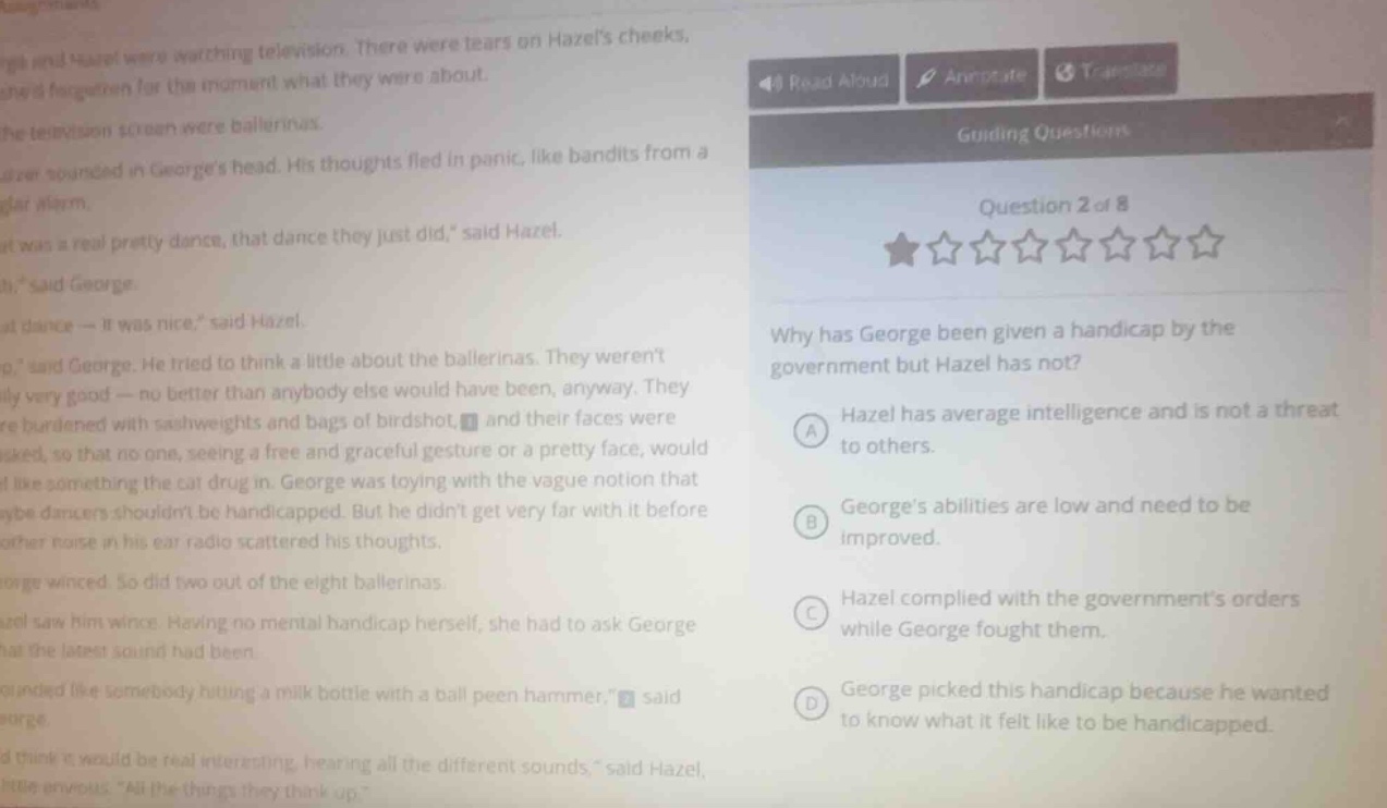 left text excerpt:names and hazel were watching television. there were …