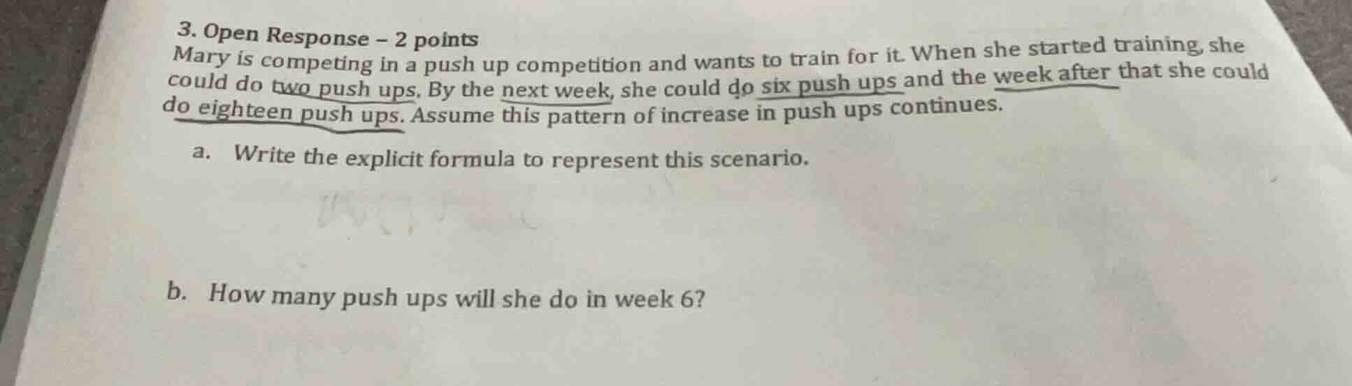 3. open response - 2 points mary is competing in a push up competition …