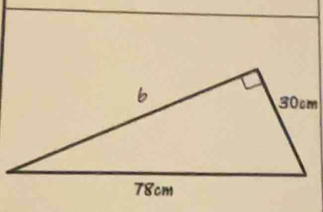 find the length of side $b$ in the right triangle, where the hypotenuse…