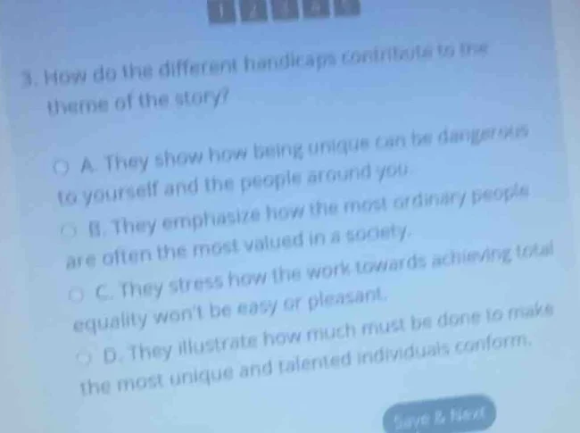 3. how do the different handicaps contribute to the theme of the story?…