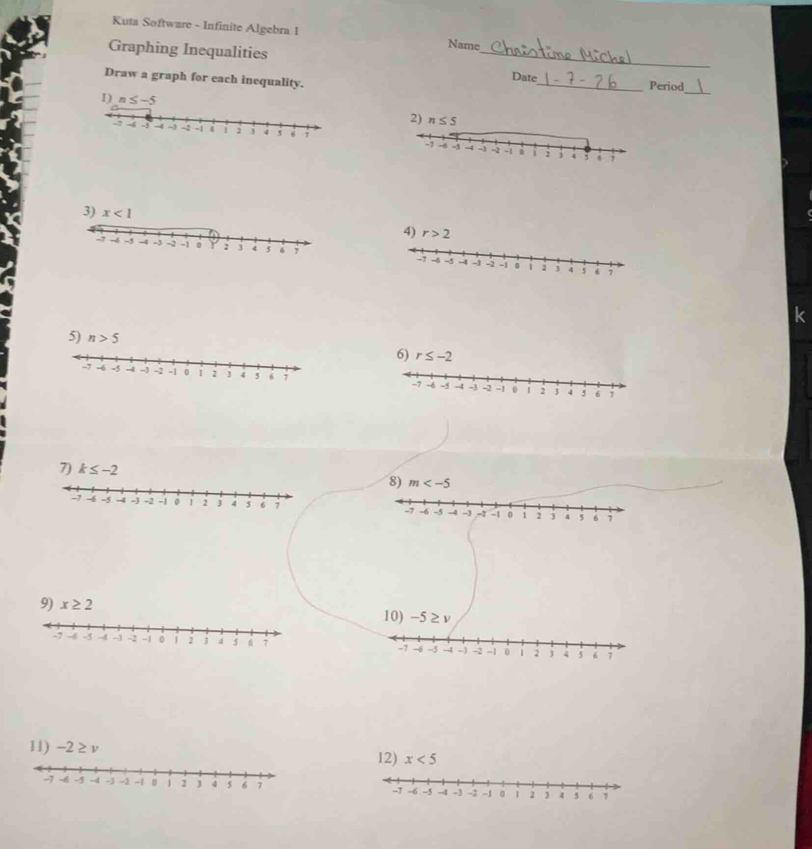 kuta software - infinite algebra 1 graphing inequalities name christine…