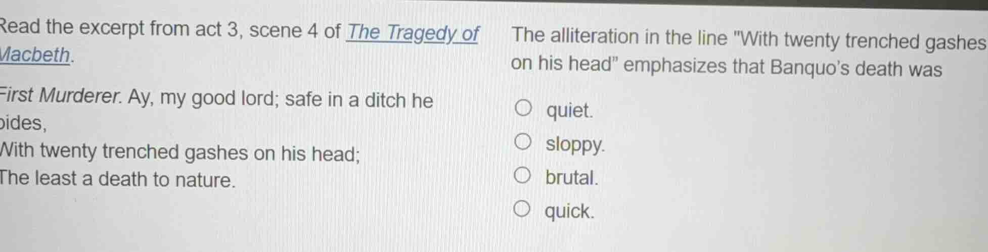 read the excerpt from act 3, scene 4 of the tragedy of macbeth. first m…