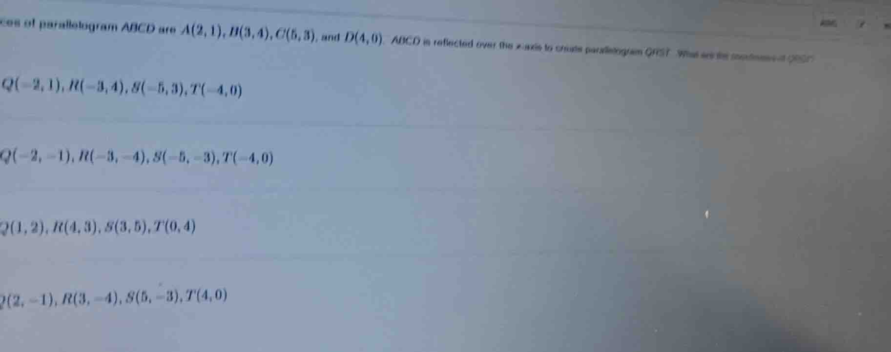 vertices of parallelogram $abcd$ are $a(2,1)$, $b(3,4)$, $c(5,3)$, and …