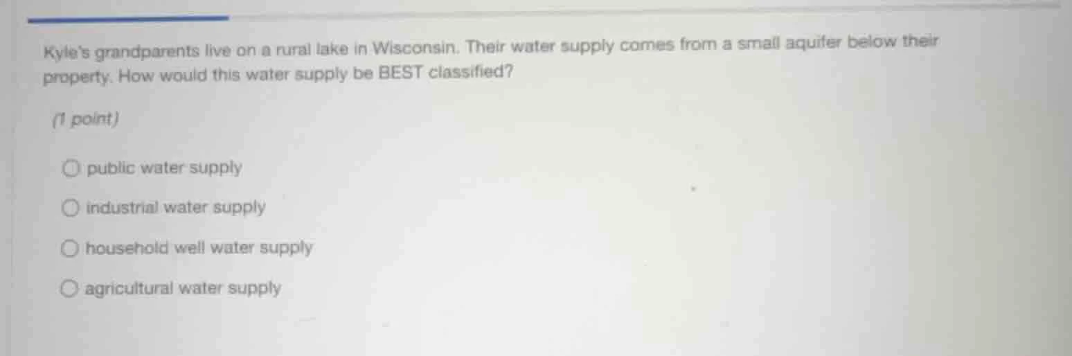 kyles grandparents live on a rural lake in wisconsin. their water suppl…