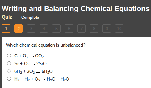 writing and balancing chemical equations quiz complete 1 2 3 4 5 6 7 8 …