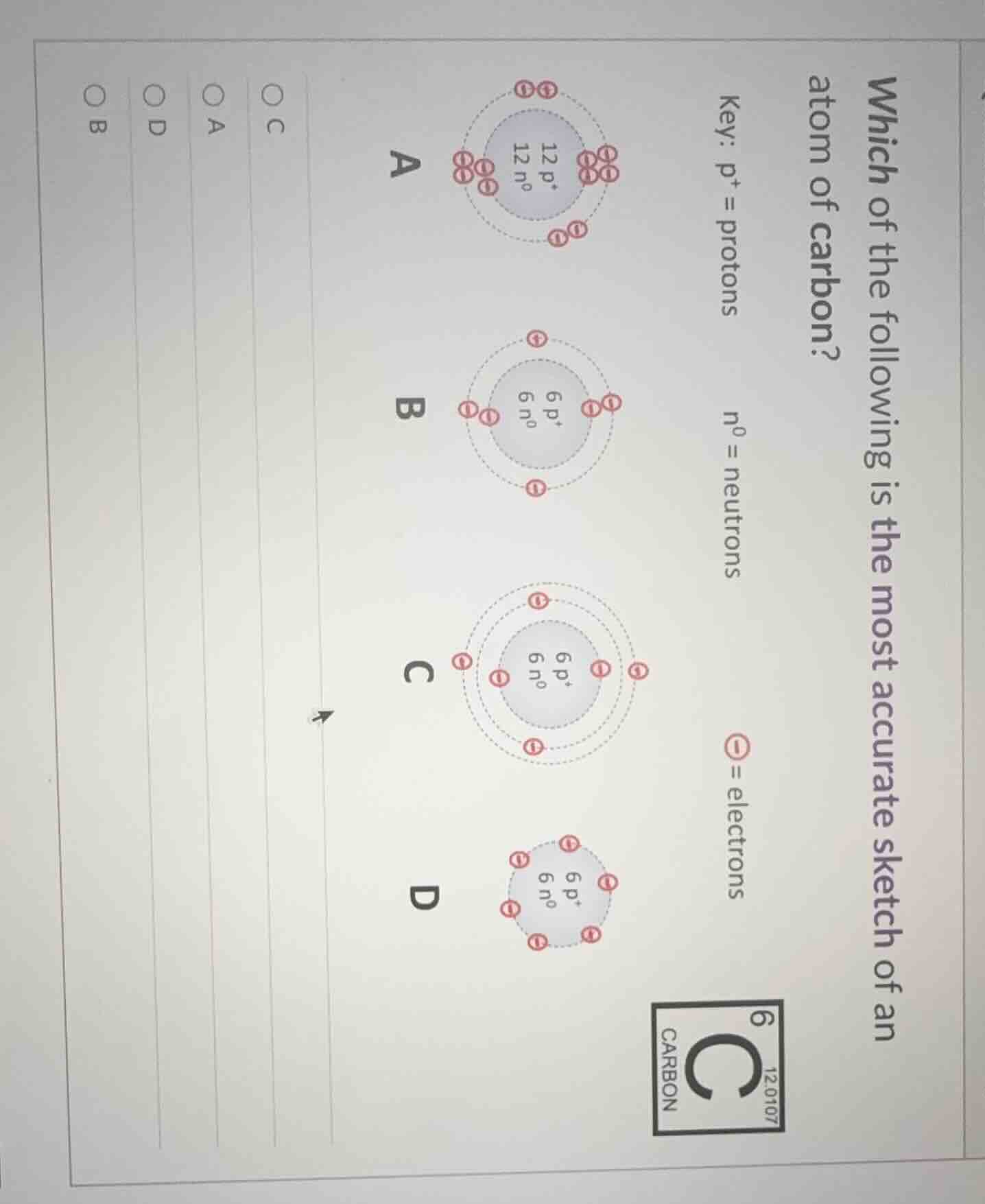 which of the following is the most accurate sketch of an atom of carbon…