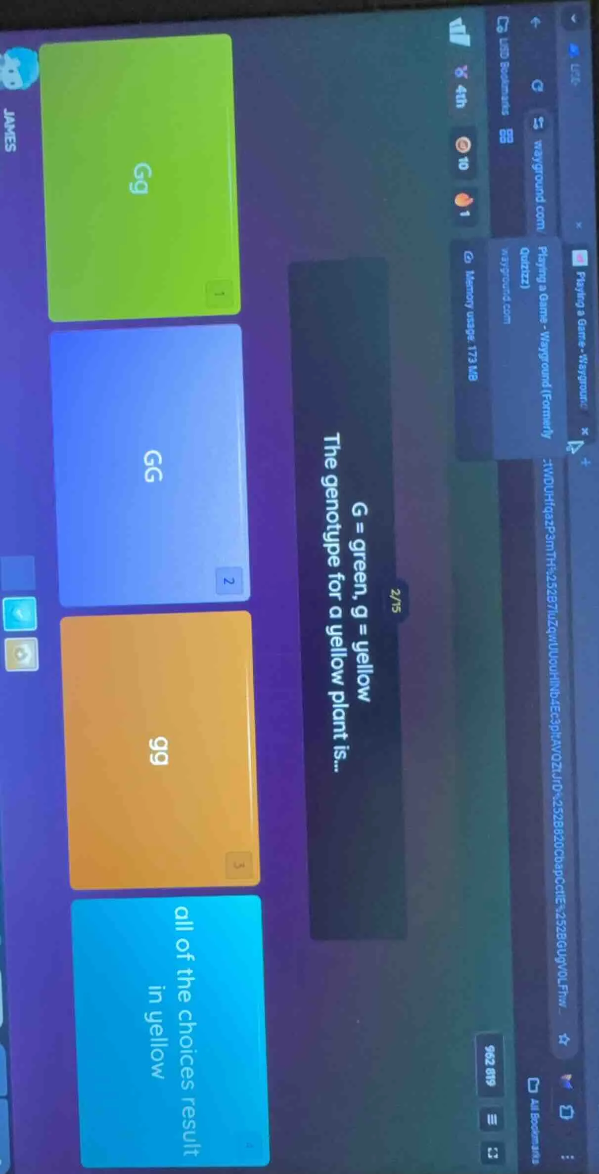 2/15 g = green, g = yellow the genotype for a yellow plant is... gg gg …