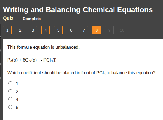 writing and balancing chemical equations quiz complete 1 2 3 4 5 6 7 8 …