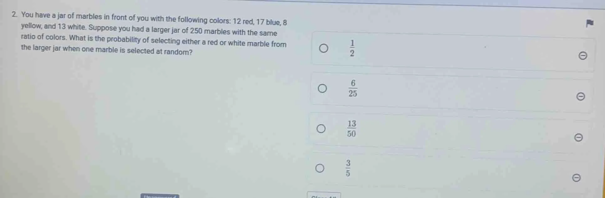 2. you have a jar of marbles in front of you with the following colors:…