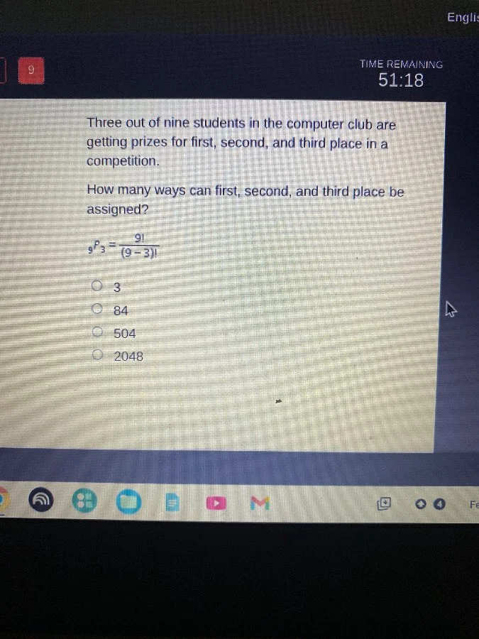 three out of nine students in the computer club are getting prizes for …