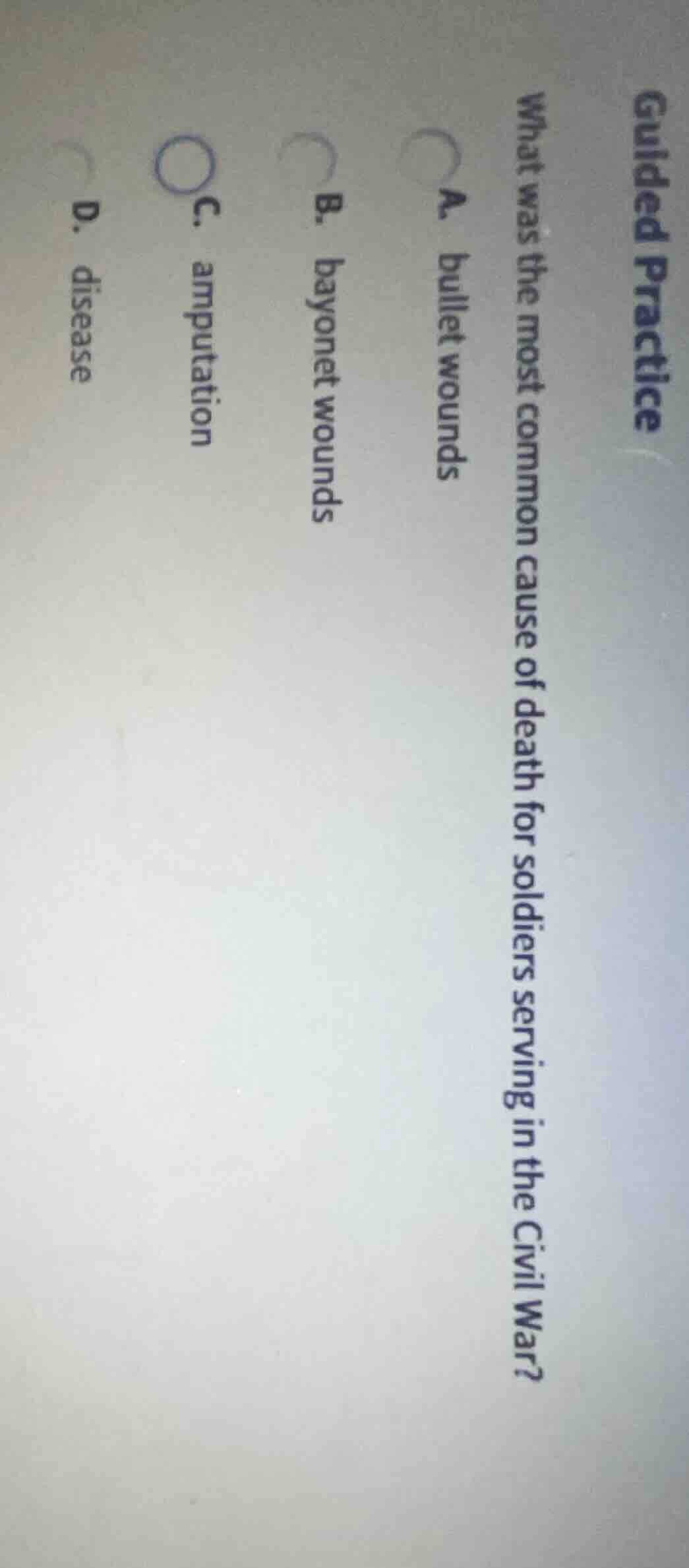 guided practice what was the most common cause of death for soldiers se…