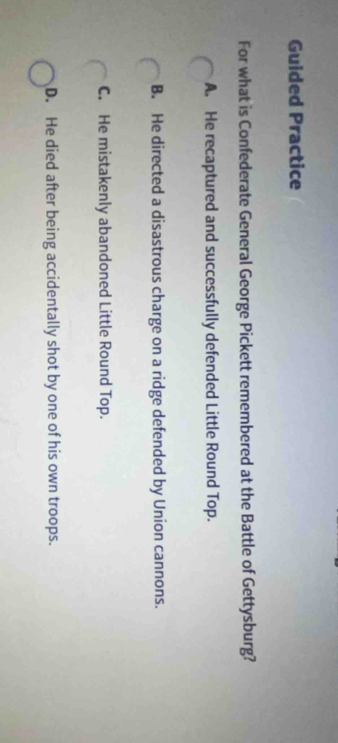 guided practice for what is confederate general george pickett remember…