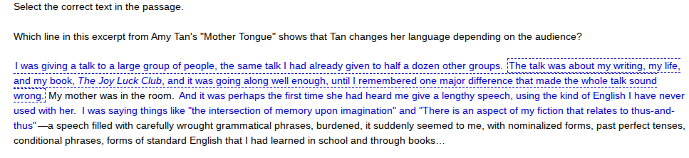 select the correct text in the passage. which line in this excerpt from…