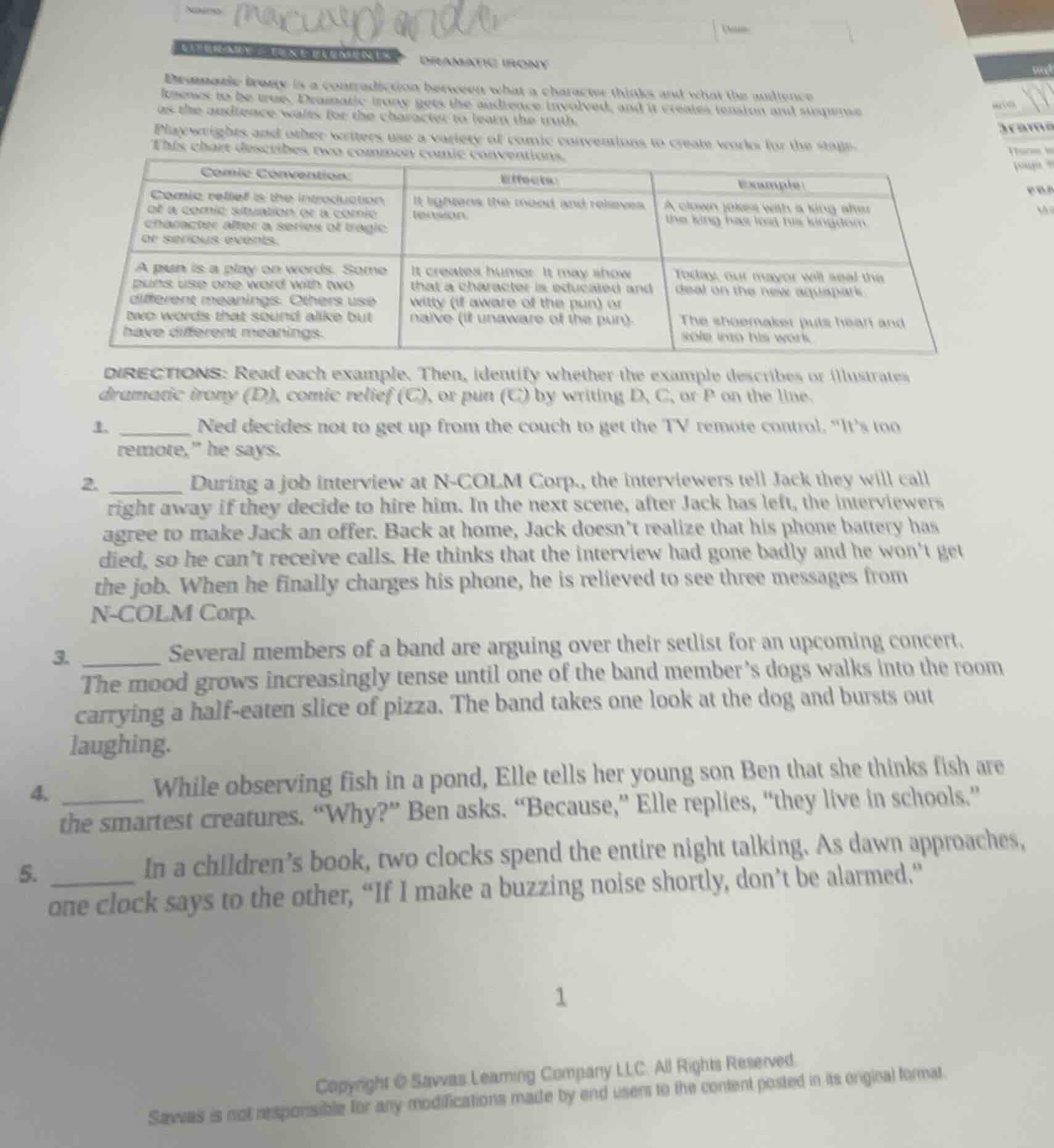 nameliterary text elementsdramatic ironydramatic irony is a contradicti…