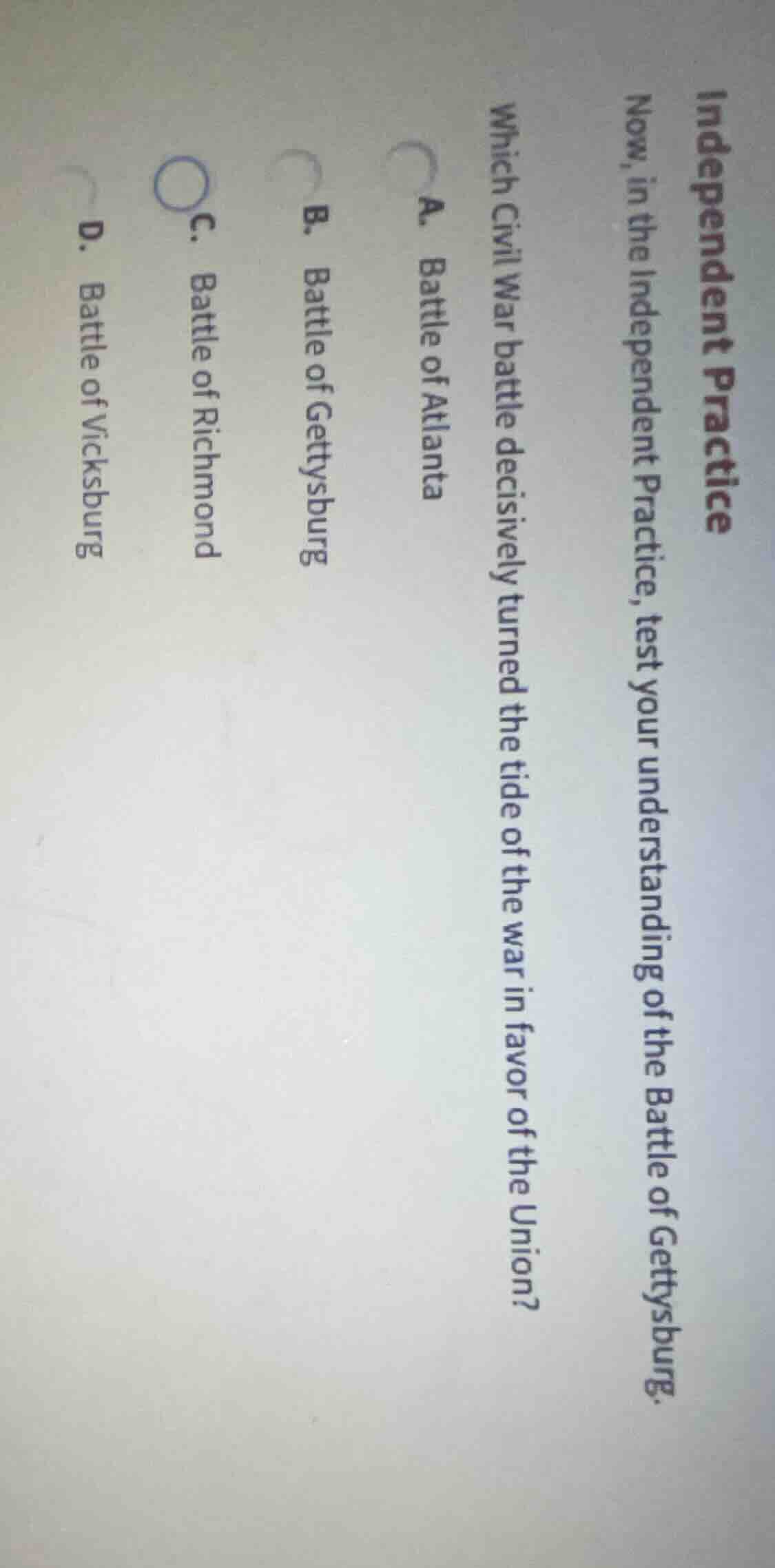 independent practice now, in the independent practice, test your unders…