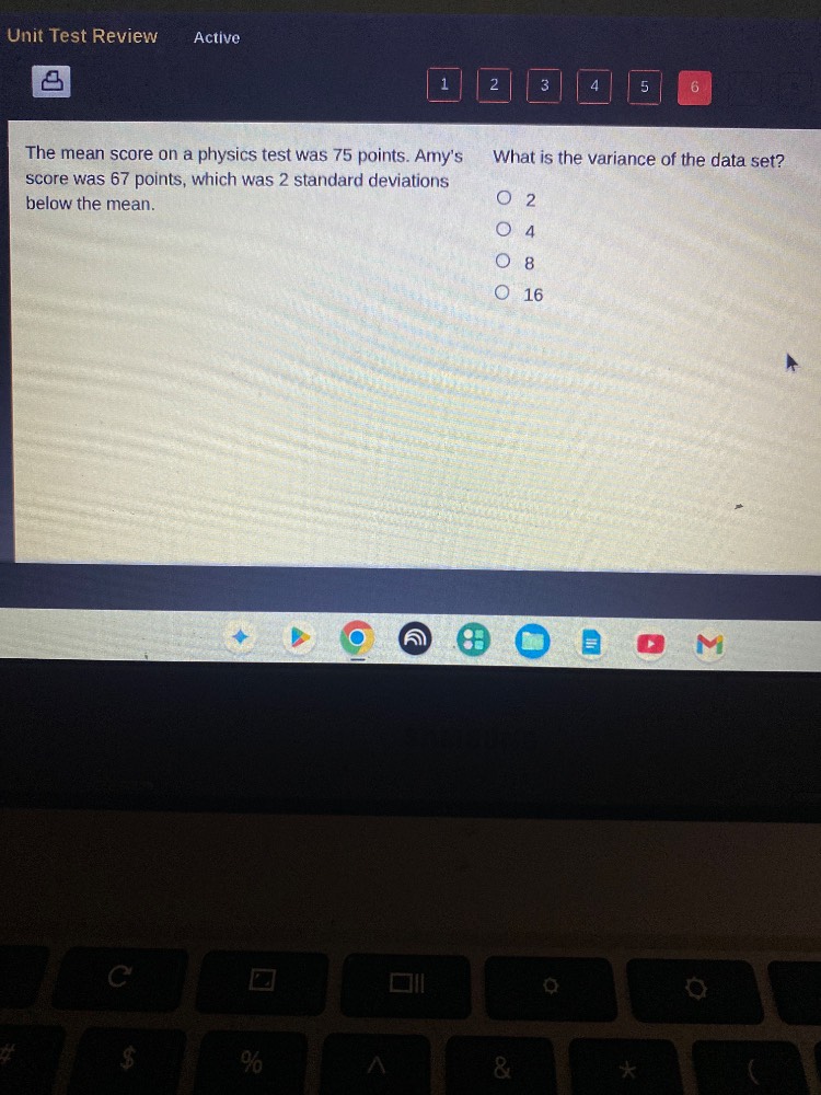 unit test review active 1 2 3 4 5 6 the mean score on a physics test wa…