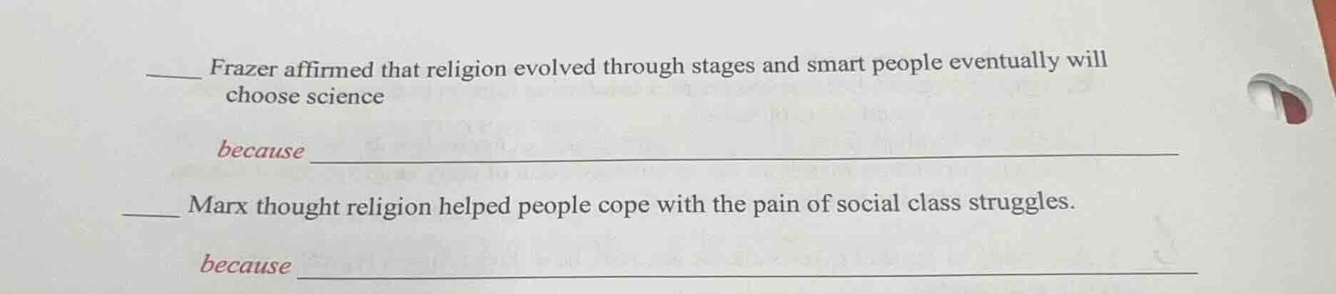 ____ frazer affirmed that religion evolved through stages and smart peo…