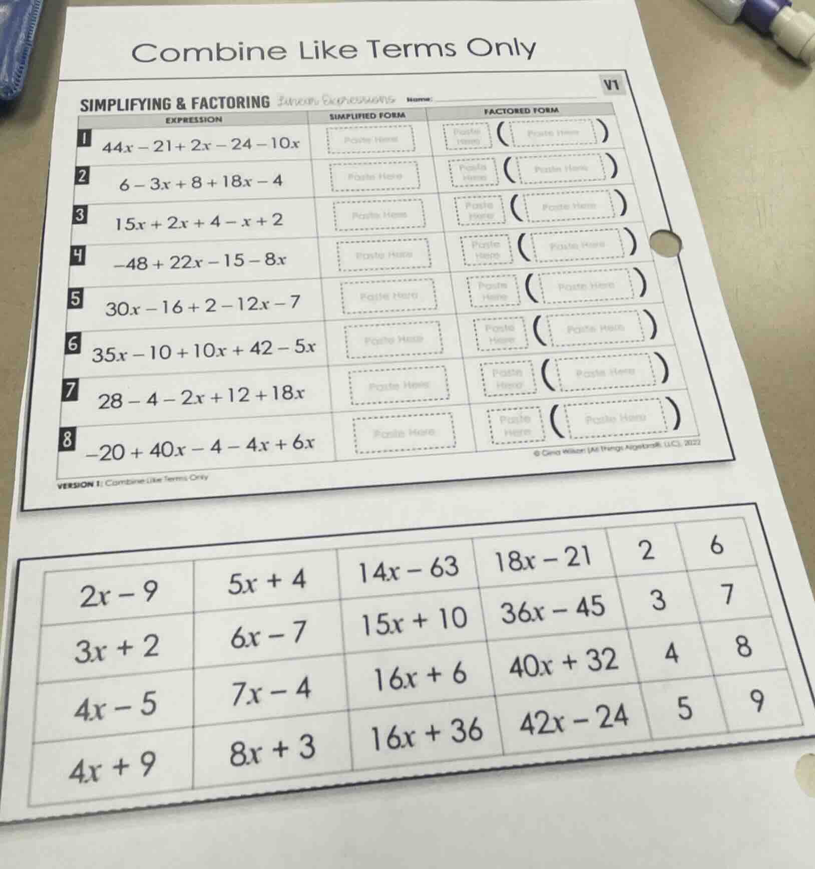 combine like terms only simplifying & factoring name: v1 1 expression: …