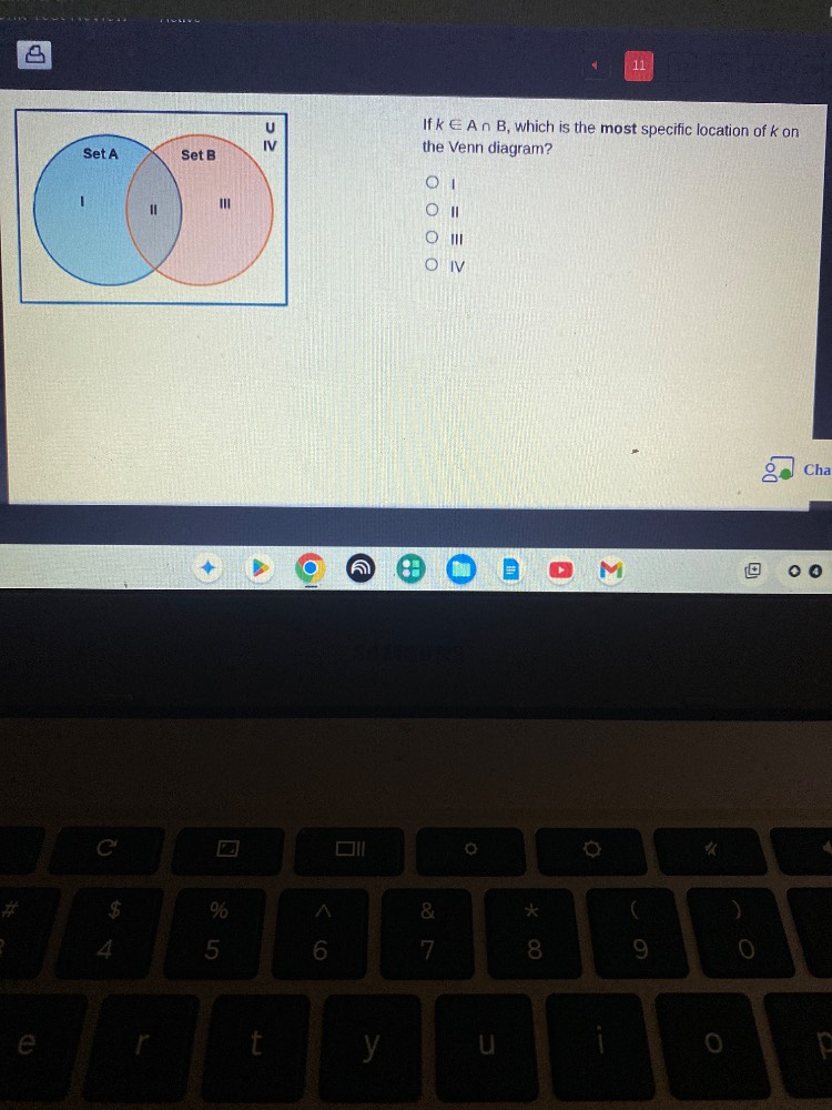 if $k \\in a \\cap b$, which is the most specific location of $k$ on th…