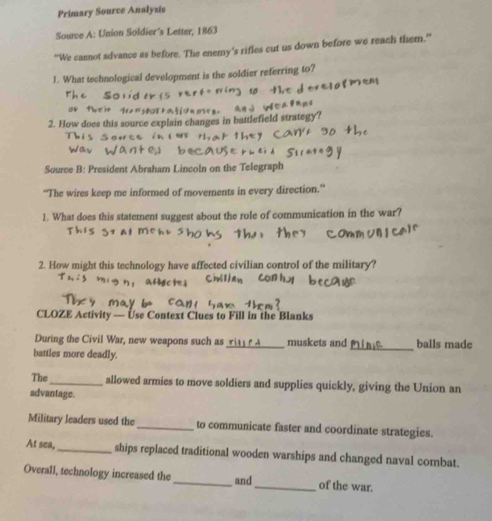 primary source analysis source a: union soldiers letter, 1863 \we canno…