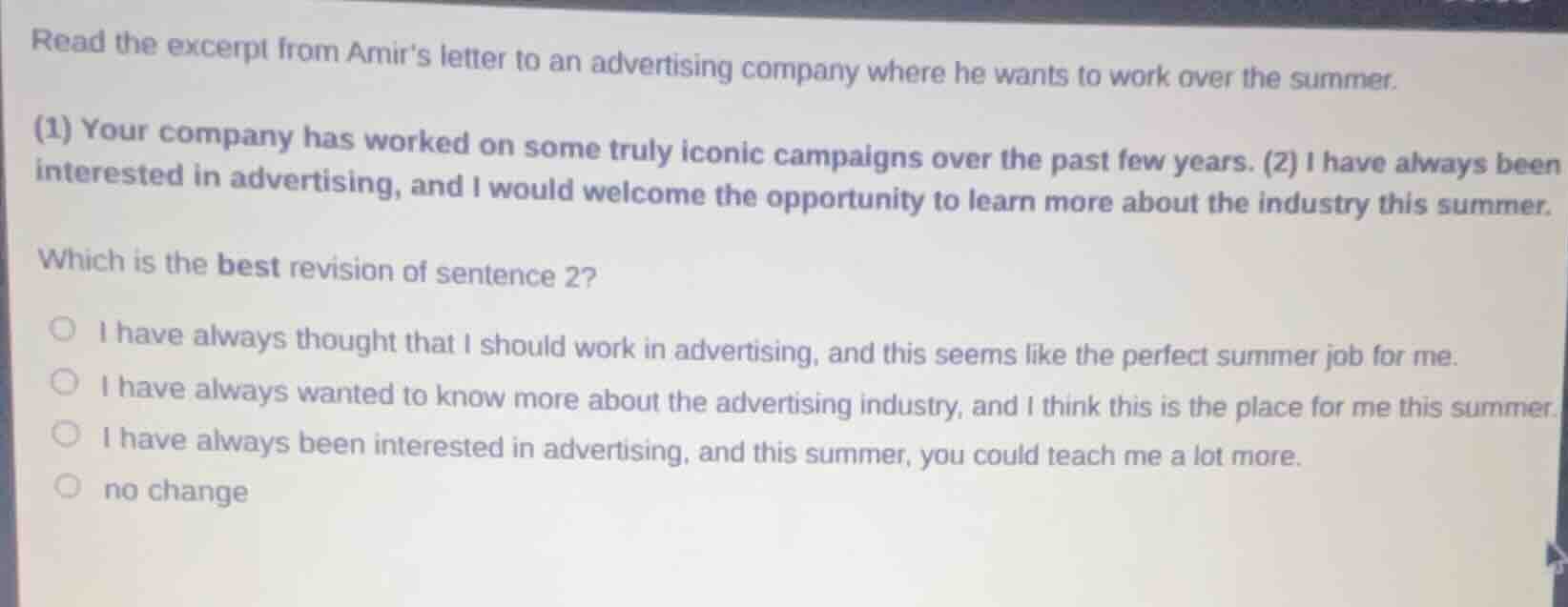 read the excerpt from amirs letter to an advertising company where he w…