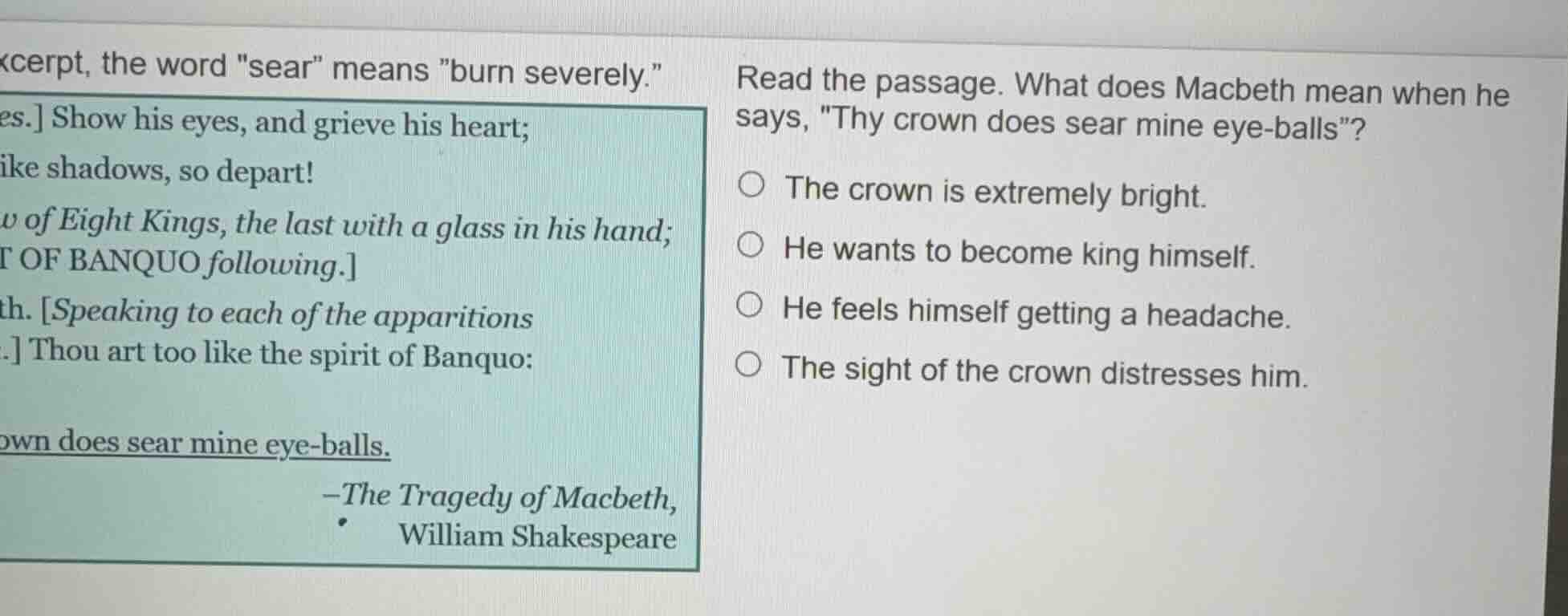 xcerpt, the word \sear\ means \burn severely.\ es. show his eyes, and g…