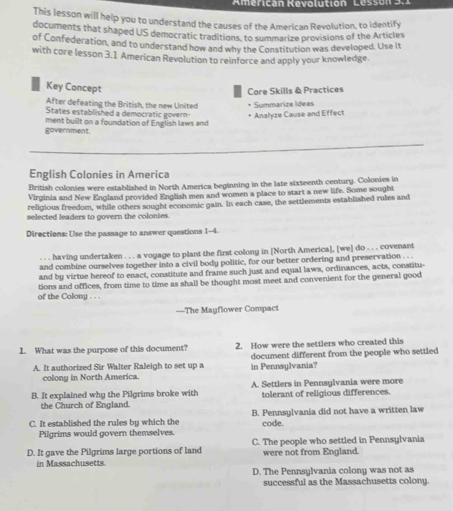 american revolution lesson 3.1 this lesson will help you to understand …