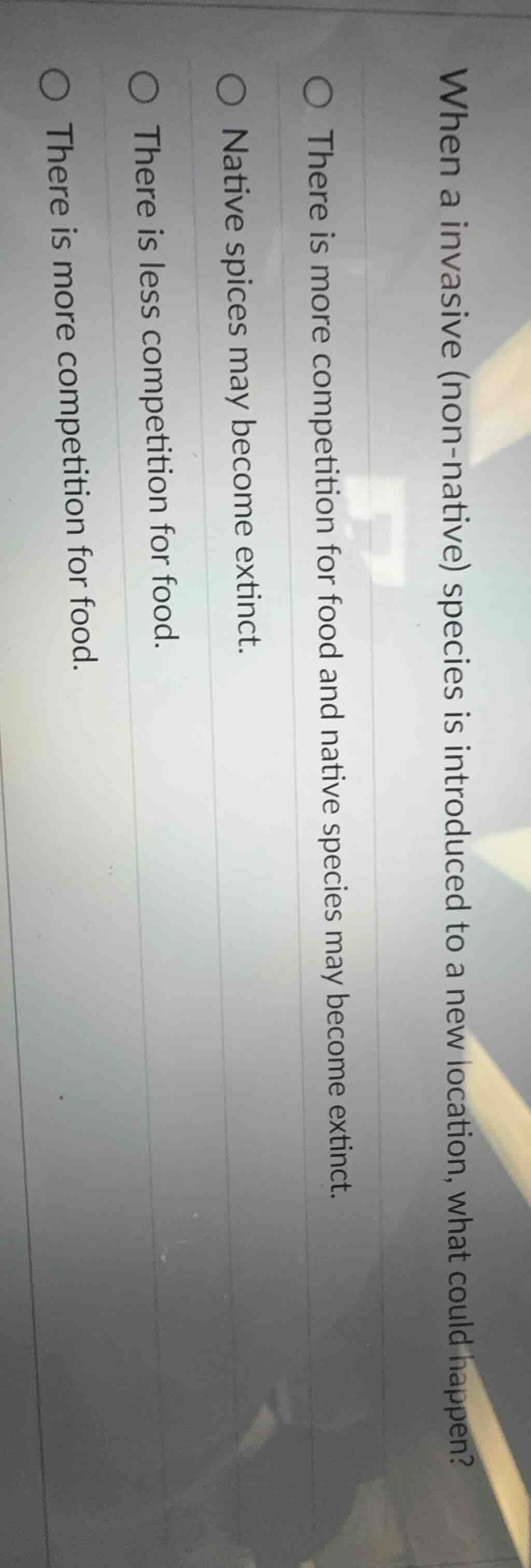 when a invasive (non-native) species is introduced to a new location, w…