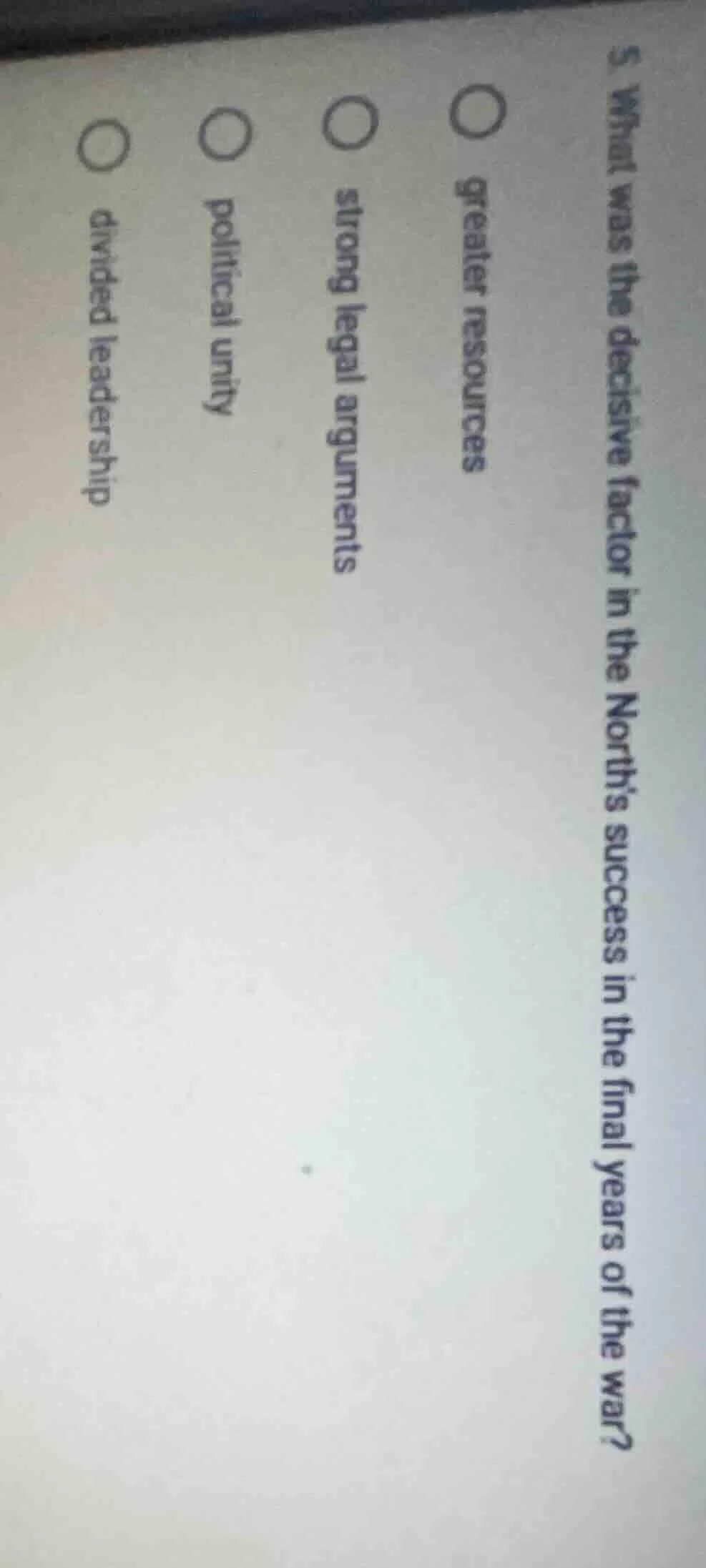 5. what was the decisive factor in the norths success in the final year…