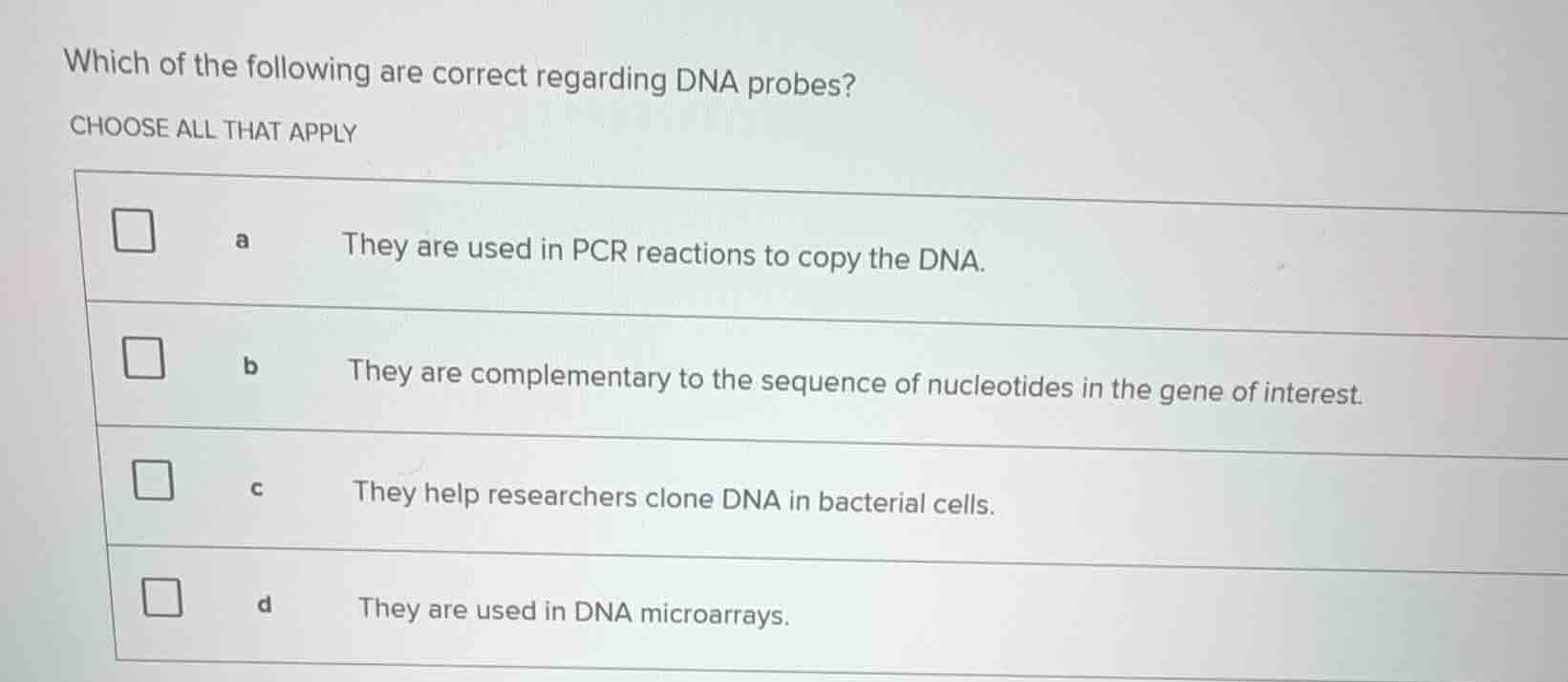 which of the following are correct regarding dna probes? choose all tha…