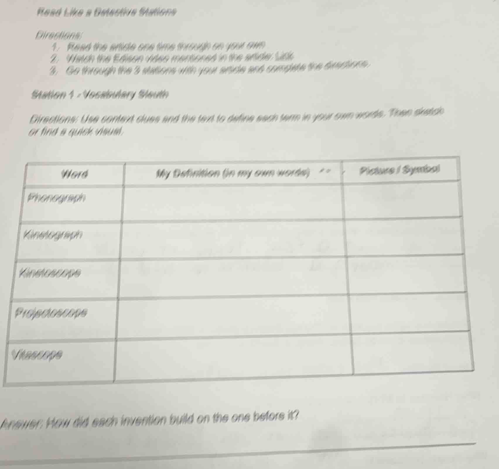 read like a detective stations directions: 1. read the article one time…