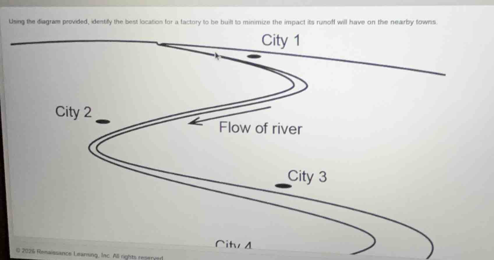 using the diagram provided, identify the best location for a factory to…