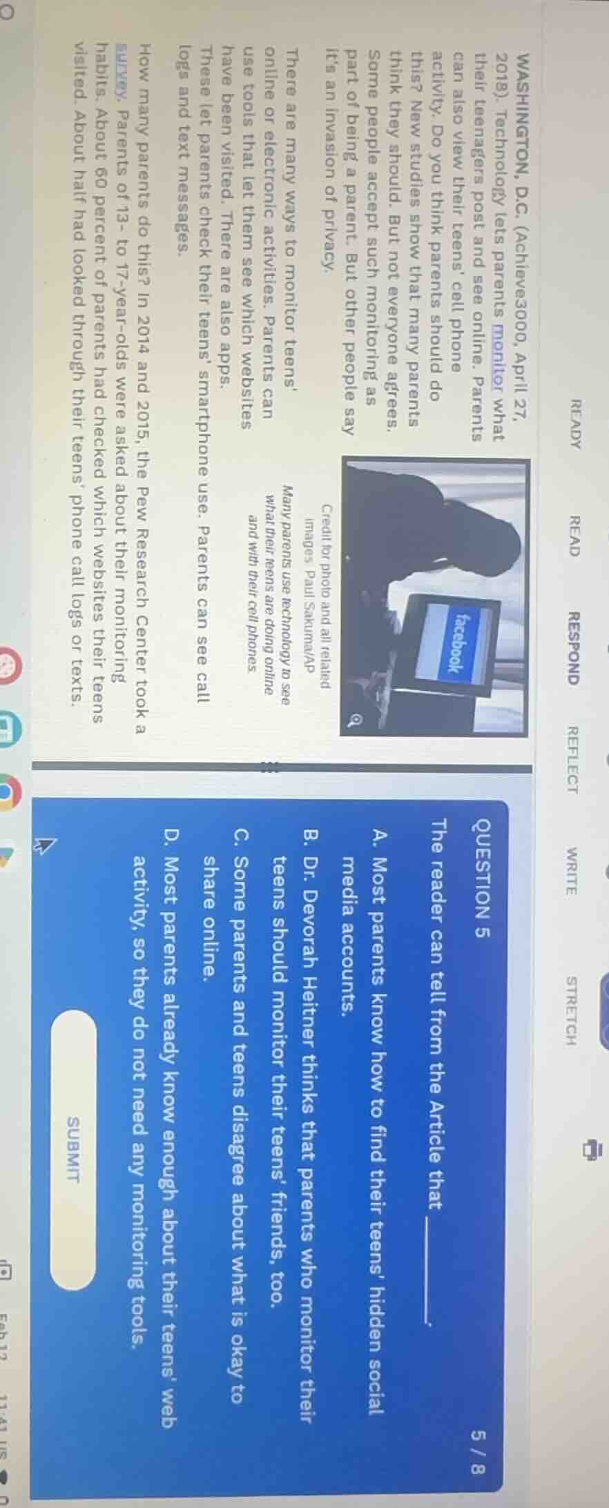 washington, d.c. (achieve3000, april 27, 2018). technology lets parents…