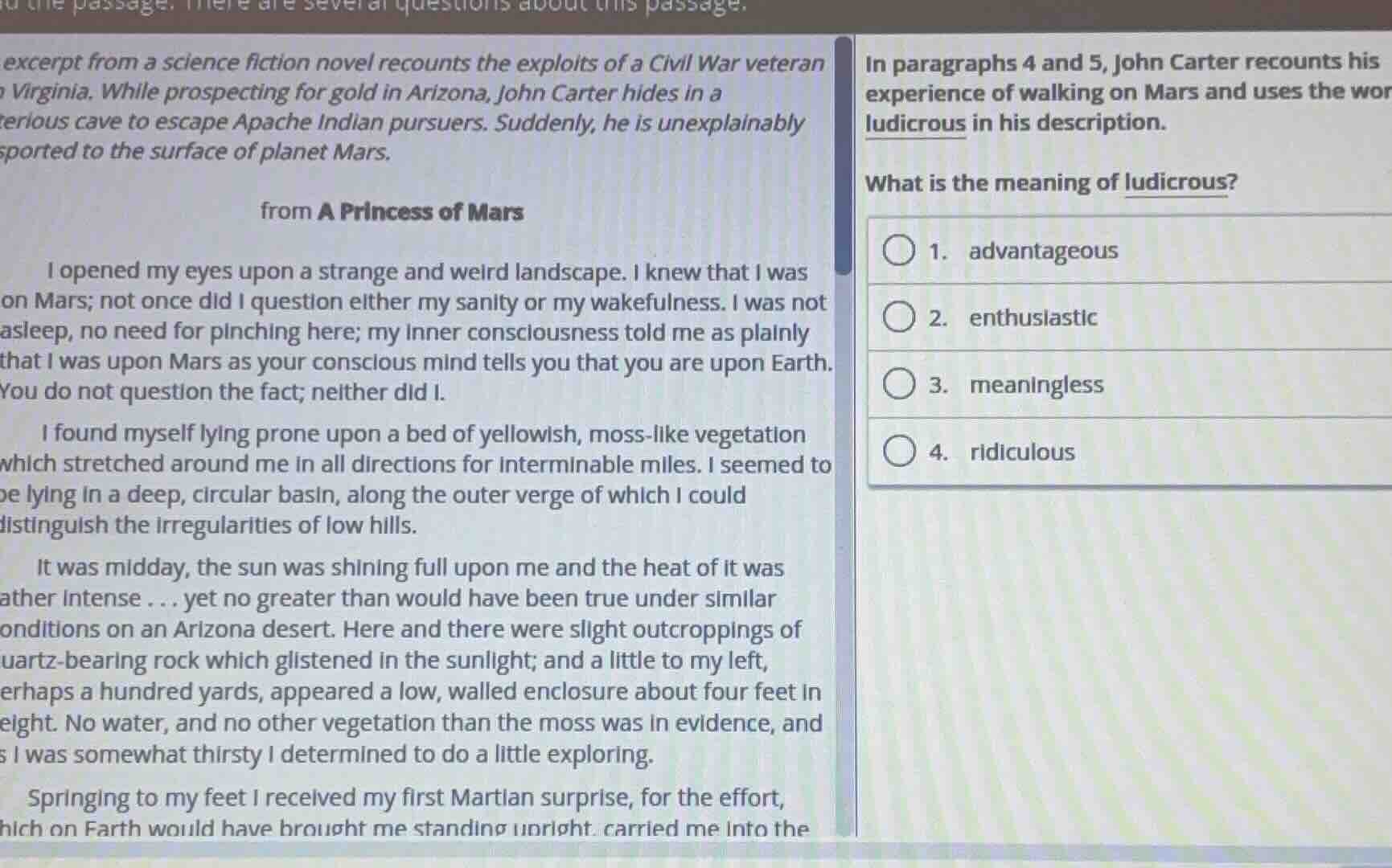 excerpt from a science fiction novel recounts the exploits of a civil w…