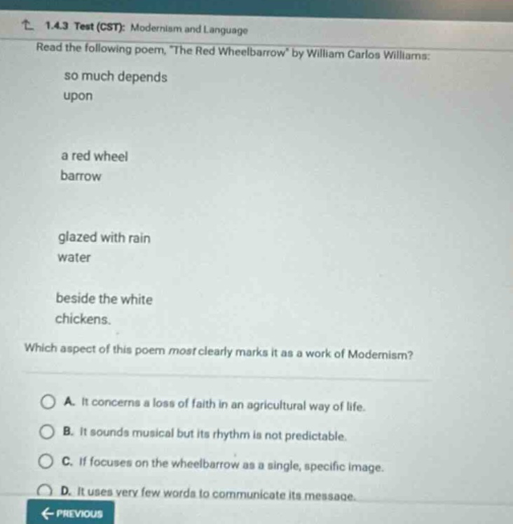 1.4.3 test (cst): modernism and language read the following poem, \the …