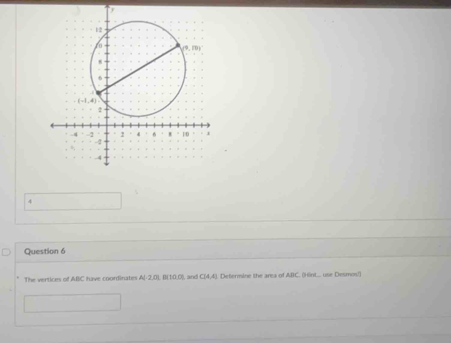 4 question 6 the vertices of abc have coordinates a(-2,0), b(10,0), and…