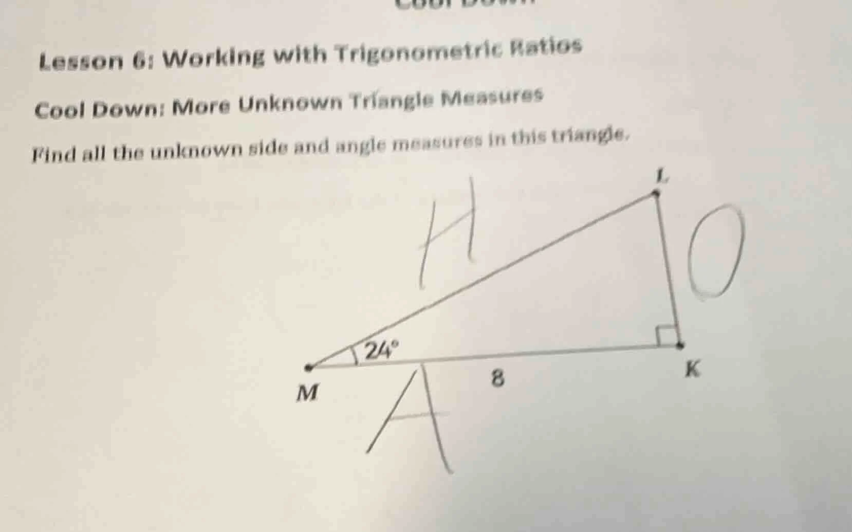 lesson 6: working with trigonometric ratios cool down: more unknown tri…