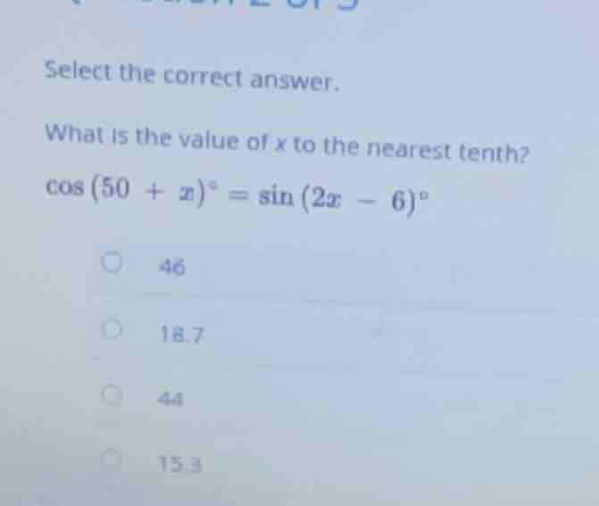 select the correct answer. what is the value of x to the nearest tenth?…