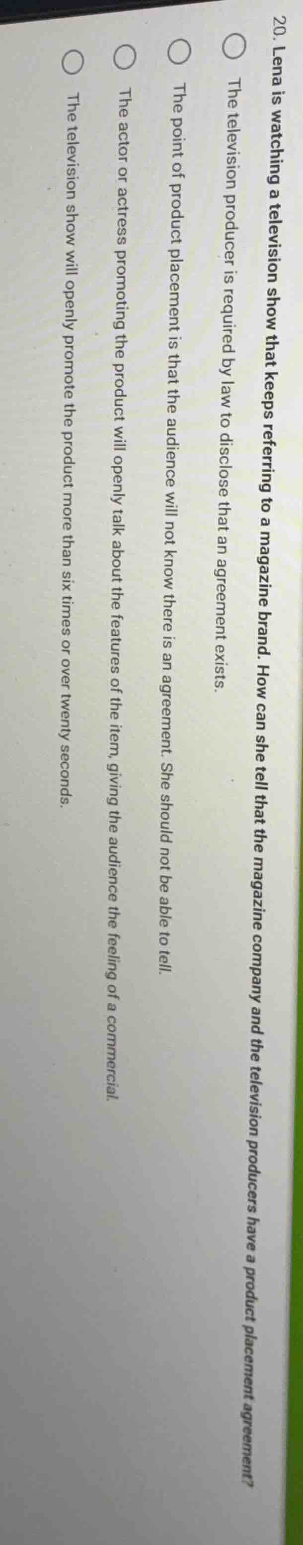 20. lena is watching a television show that keeps referring to a magazi…