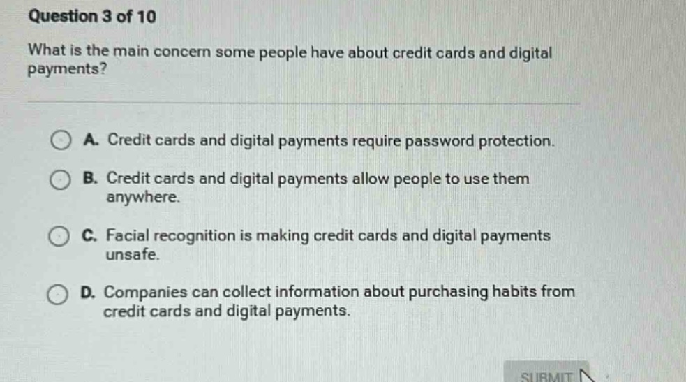 question 3 of 10 what is the main concern some people have about credit…