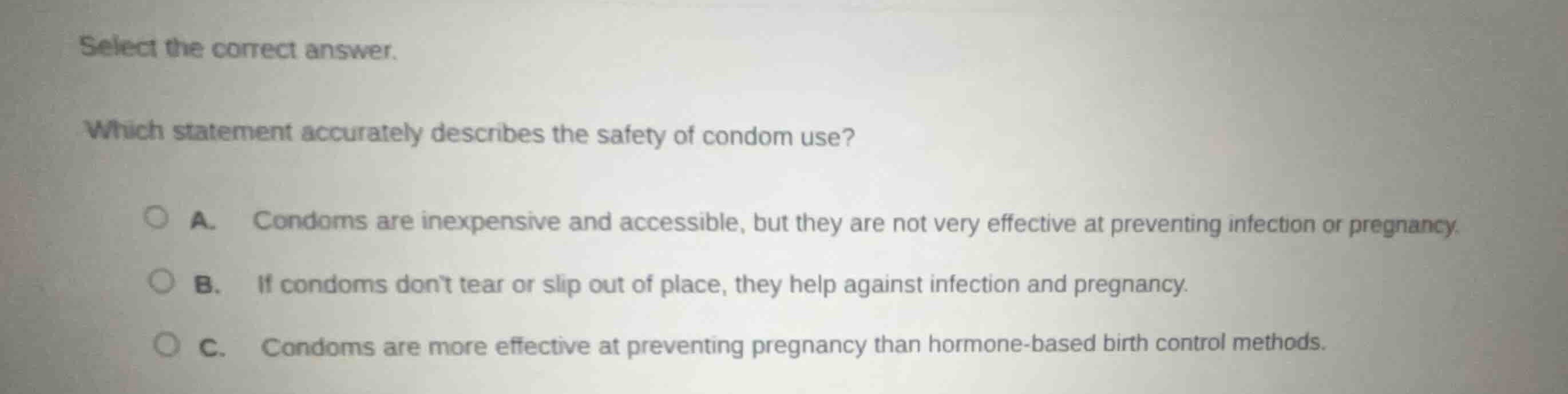 select the correct answer. which statement accurately describes the saf…