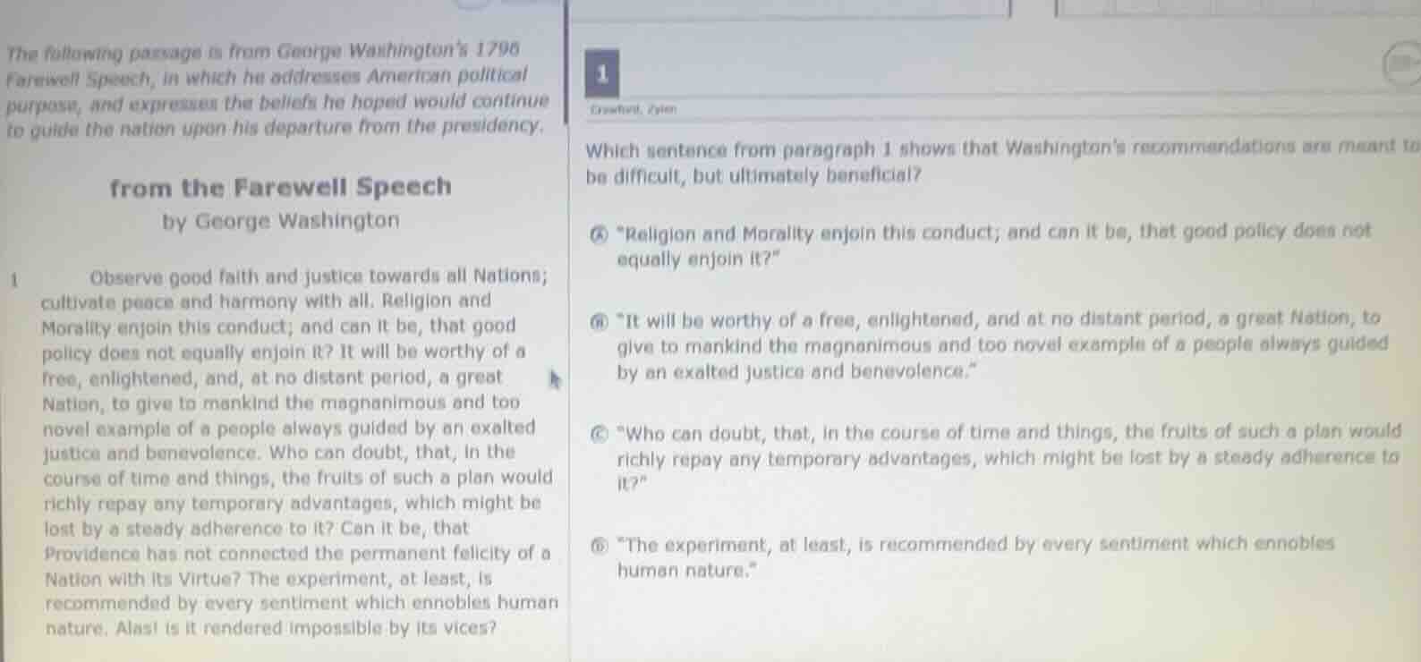 the following passage is from george washingtons 1796 farewell speech, …