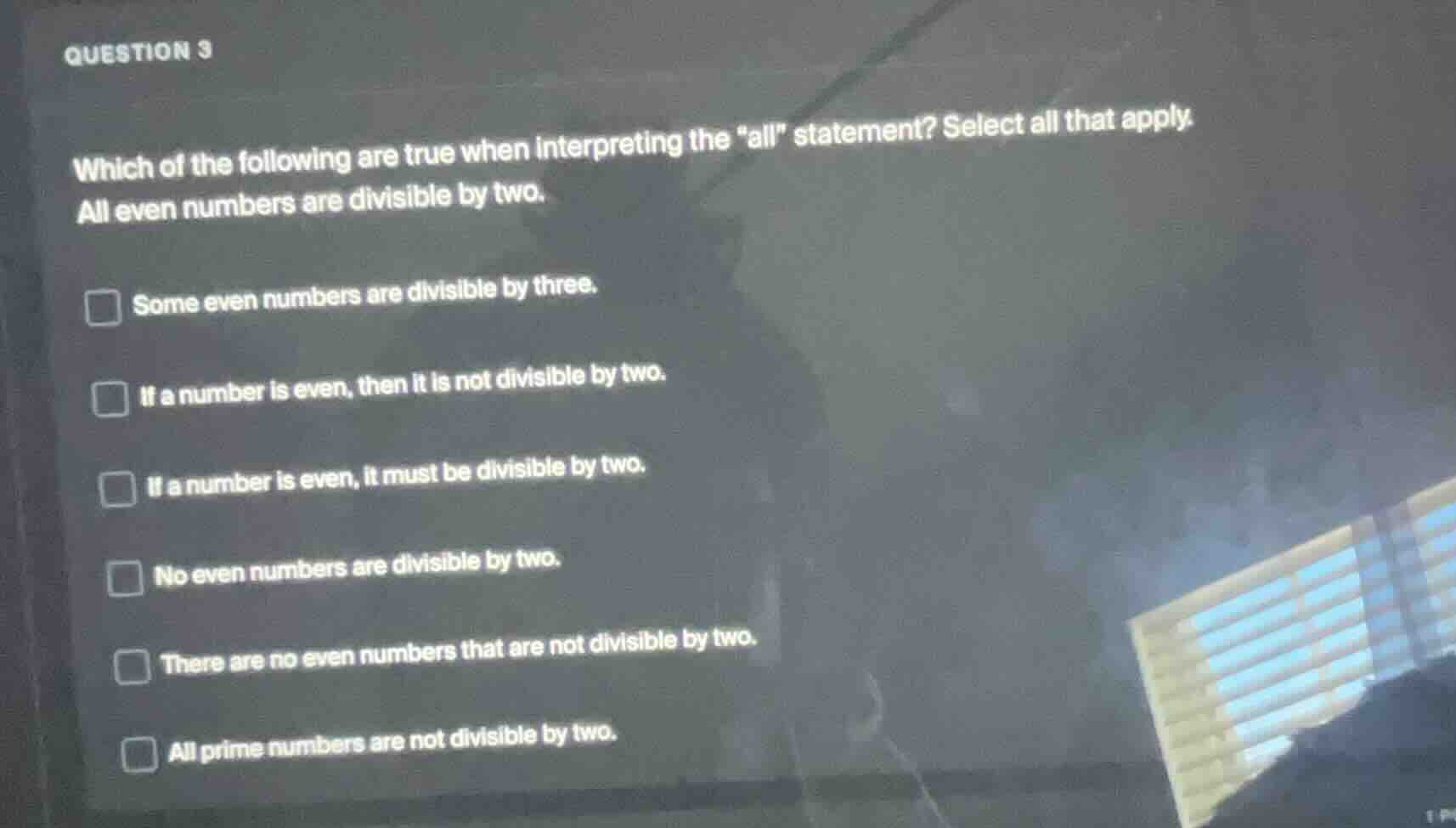 question 3 which of the following are true when interpreting the \all\ …