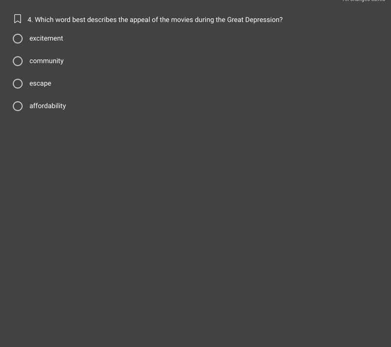 4. which word best describes the appeal of the movies during the great …