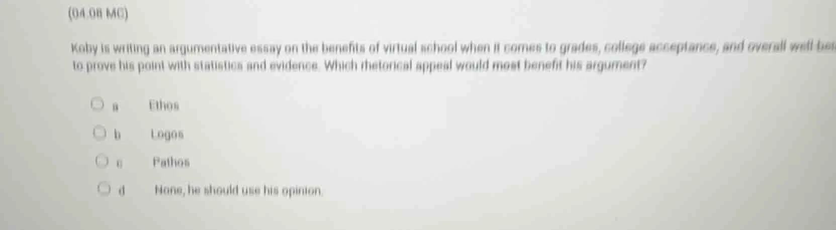 (04.08 mc) koby is writing an argumentative essay on the benefits of vi…