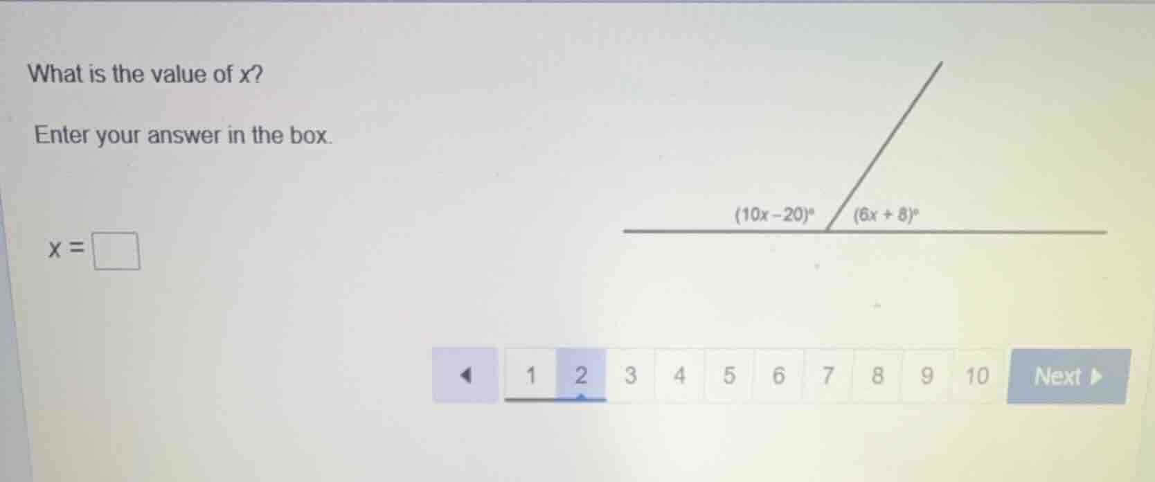 what is the value of x? enter your answer in the box. $x = \\square$ $(…