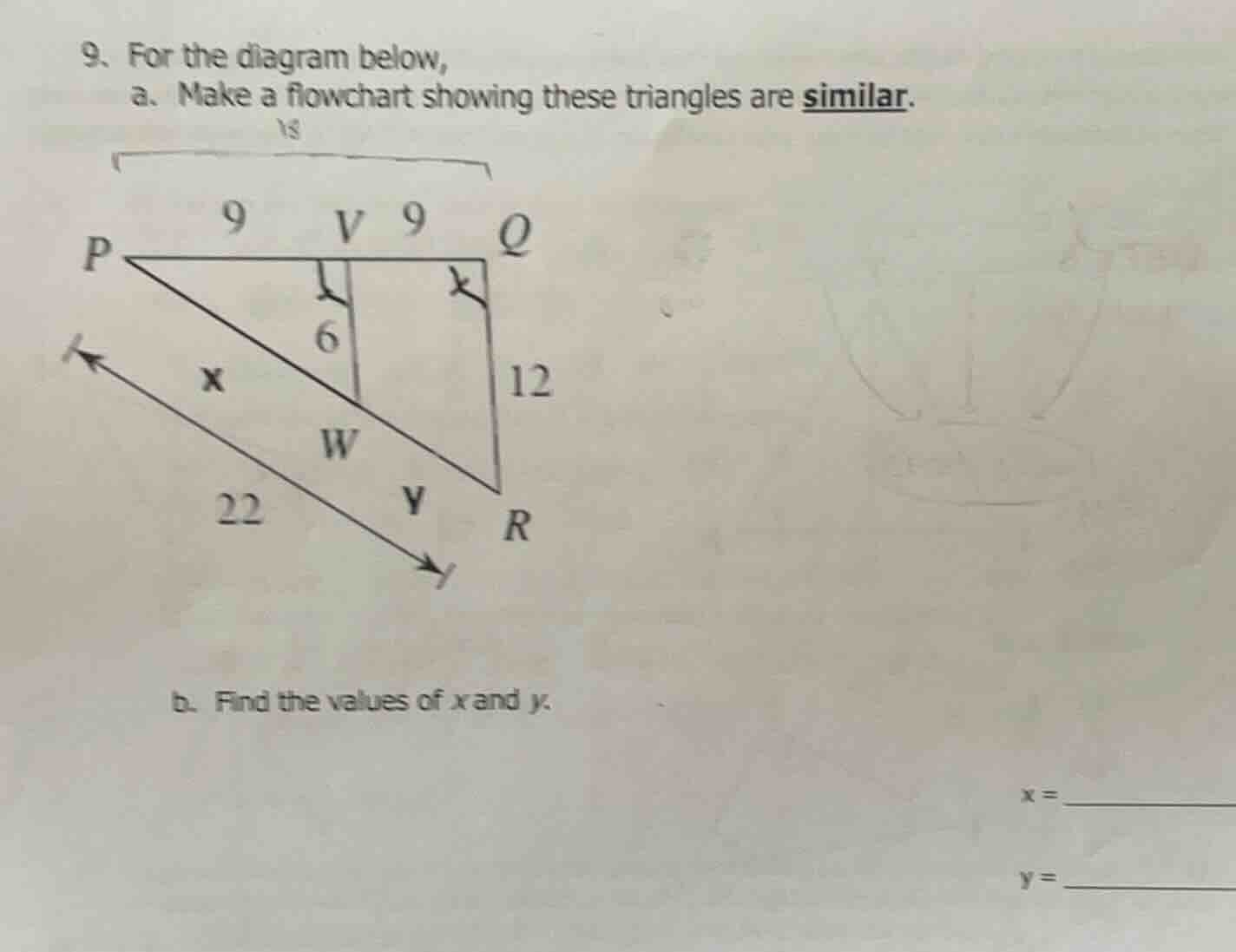 9. for the diagram below, a. make a flowchart showing these triangles a…