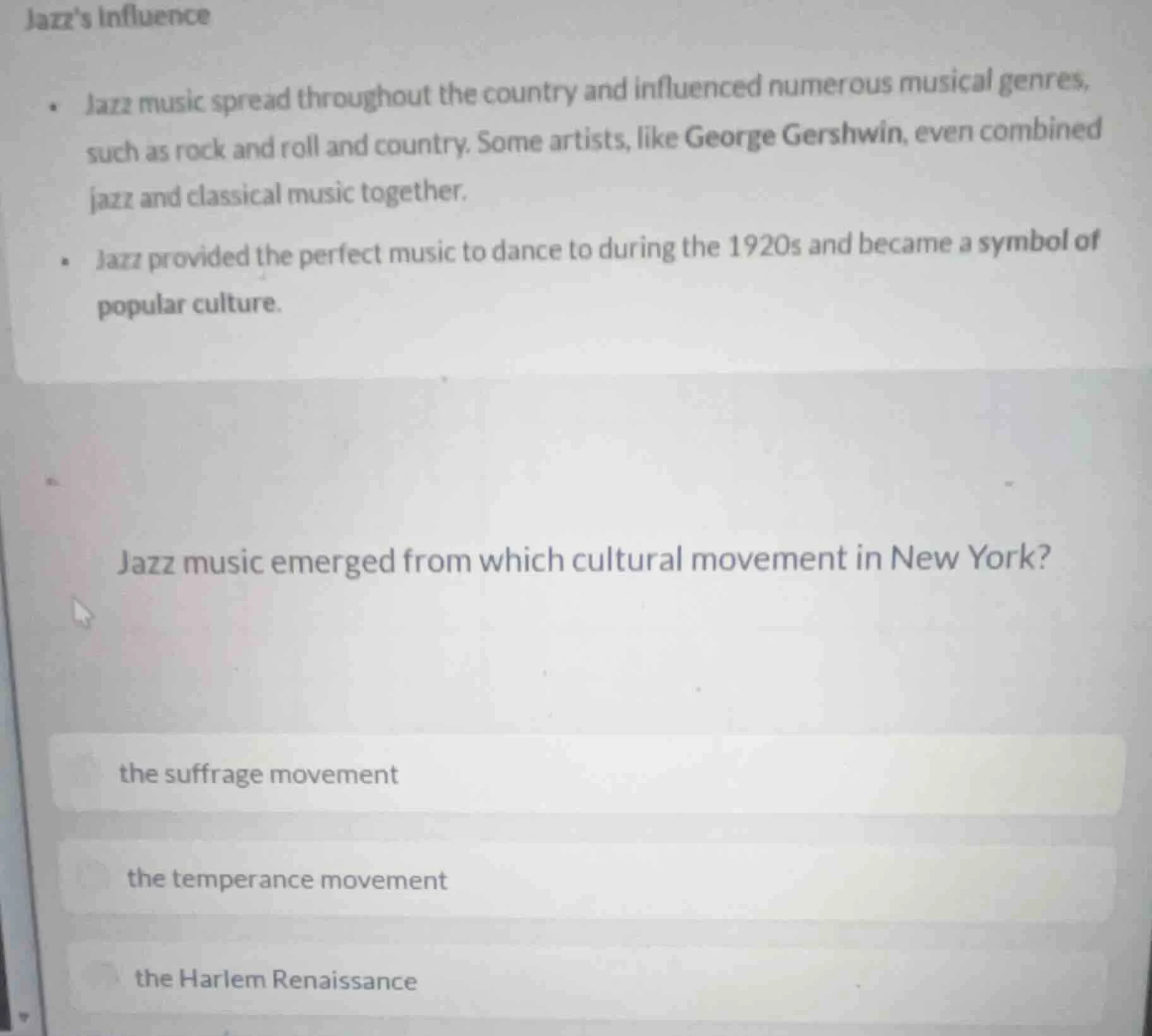 jazzs influence• jazz music spread throughout the country and influence…