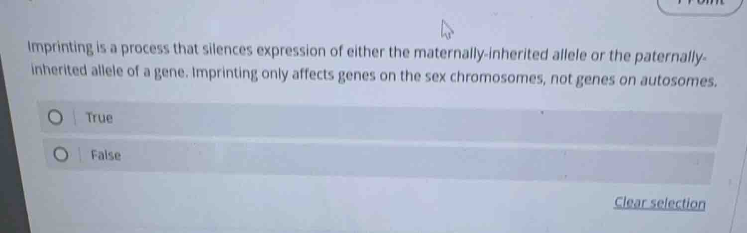 imprinting is a process that silences expression of either the maternal…
