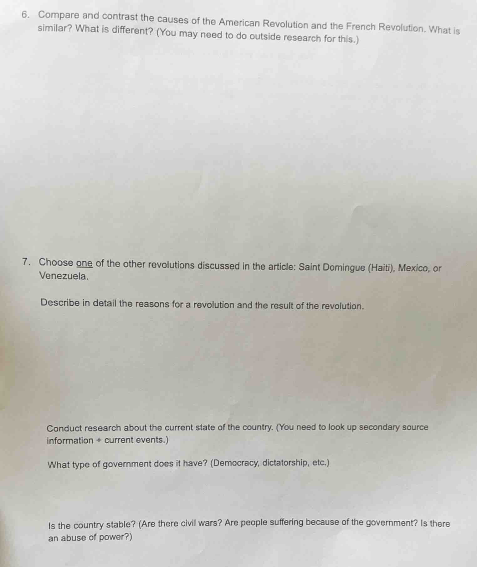 6. compare and contrast the causes of the american revolution and the f…